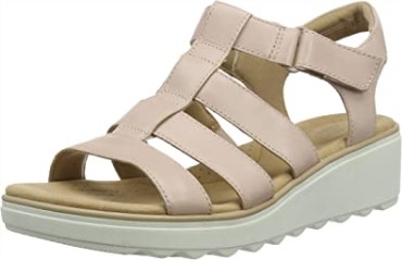 Sandalia Mujer Cuña Jillian Cuarzo Clarks Cuero Rosa Polvoriento