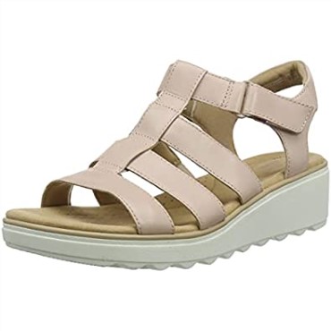 Sandalia Mujer Cuña Jillian Cuarzo Clarks Cuero Rosa Polvoriento