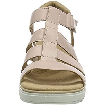 Sandalia Mujer Cuña Jillian Cuarzo Clarks Cuero Rosa Polvoriento