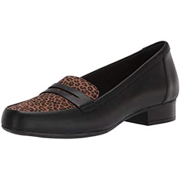Mocasines Mujer Juliet Coast Clarks Cuero Negro Synth Leopard