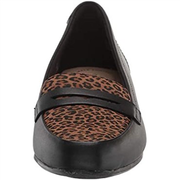 Mocasines Mujer Juliet Coast Clarks Cuero Negro Synth Leopard