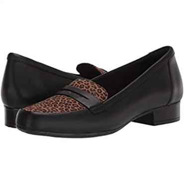Mocasines Mujer Juliet Coast Clarks Cuero Negro Synth Leopard