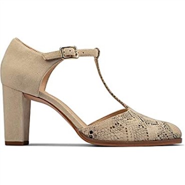 Zapatos Kayl85 Tbar 2 Mujer Taupe Serpiente Clarks