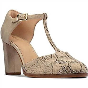 Zapatos Kayl85 Tbar 2 Mujer Taupe Serpiente Clarks