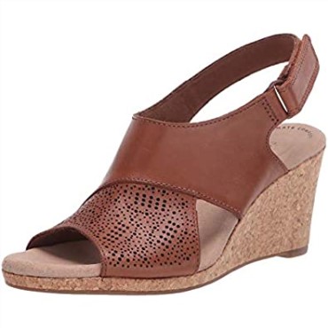 Sandalia Con Cuña Lafley Joy Para Mujer Clarks Cuero Tostado