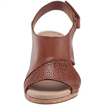 Sandalia Con Cuña Lafley Joy Para Mujer Clarks Cuero Tostado