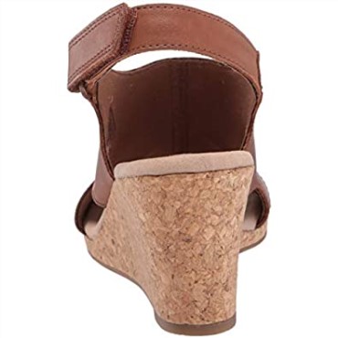 Sandalia Con Cuña Lafley Joy Para Mujer Clarks Cuero Tostado