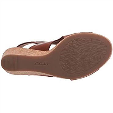Sandalia Con Cuña Lafley Joy Para Mujer Clarks Cuero Tostado