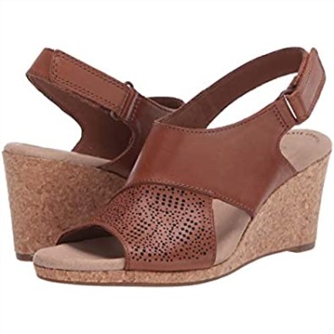 Sandalia Con Cuña Lafley Joy Para Mujer Clarks Cuero Tostado