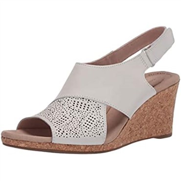 Sandalia Cuña Mujer Lafley Joy Blanco Piel Clarks