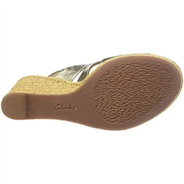 Sandalia Con Cuña Lafley Krissy Para Mujer Clarks Peltre Metalizado Cuero