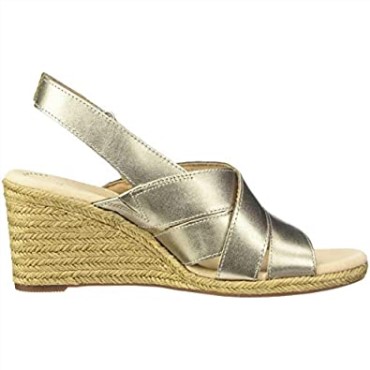 Sandalia Con Cuña Lafley Krissy Para Mujer Clarks Peltre Metalizado Cuero