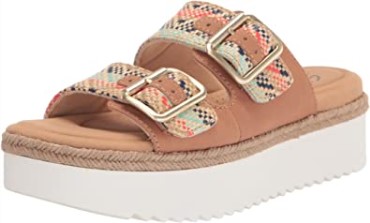 Sandalia De Mujer Lana Beach Slide Sandalia Cuero Natural Tostado Combi Clarks
