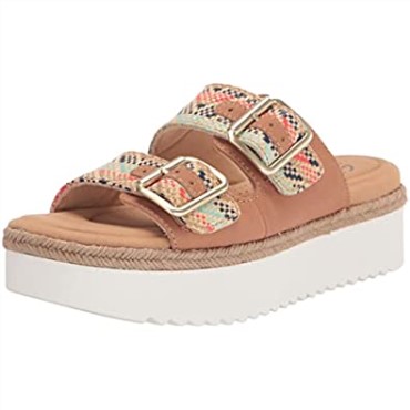 Sandalia De Mujer Lana Beach Slide Sandalia Cuero Natural Tostado Combi Clarks