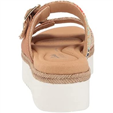 Sandalia De Mujer Lana Beach Slide Sandalia Cuero Natural Tostado Combi Clarks