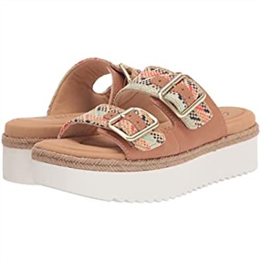 Sandalia De Mujer Lana Beach Slide Sandalia Cuero Natural Tostado Combi Clarks