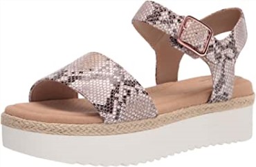 Sandalia Cuña Mujer Lana Shore Clarks Marrón Serpiente Sintético