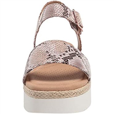 Sandalia Cuña Mujer Lana Shore Clarks Marrón Serpiente Sintético