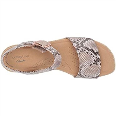 Sandalia Cuña Mujer Lana Shore Clarks Marrón Serpiente Sintético