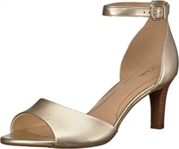 Sandalia De Tacón Mujer Laureti Grace Clarks Champagne Piel Metalizada
