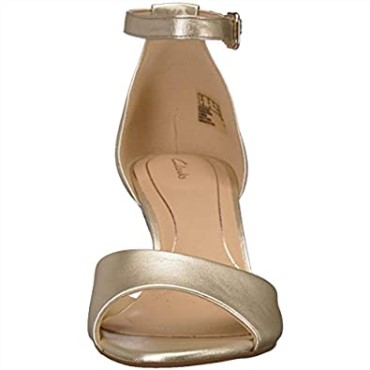 Sandalia De Tacón Mujer Laureti Grace Clarks Champagne Piel Metalizada