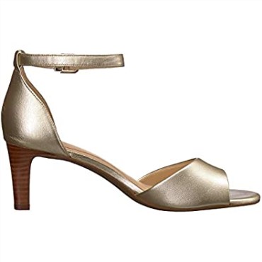 Sandalia De Tacón Mujer Laureti Grace Clarks Champagne Piel Metalizada