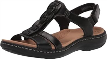 Sandalia Plana Mujer Laurieann Kay Negra Piel Clarks