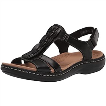 Sandalia Plana Mujer Laurieann Kay Negra Piel Clarks