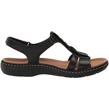 Sandalia Plana Mujer Laurieann Kay Negra Piel Clarks