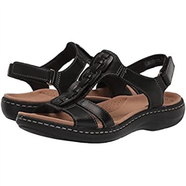Sandalia Plana Mujer Laurieann Kay Negra Piel Clarks