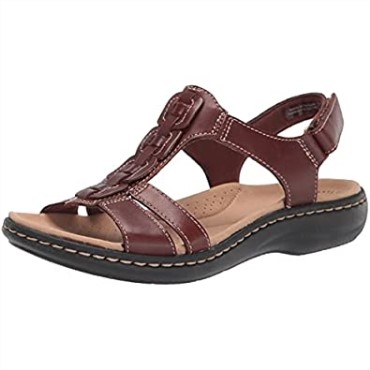 Sandalia Plana Mujer Laurieann Kay Clarks Cuero Tostado