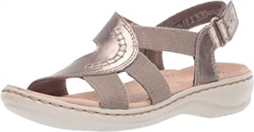 Sandalia Mujer Leisa Joy Peltre Metalizado Piel Textil Clarks