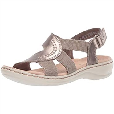 Sandalia Mujer Leisa Joy Peltre Metalizado Piel Textil Clarks
