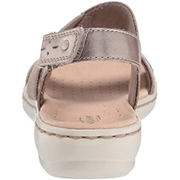 Sandalia Mujer Leisa Joy Peltre Metalizado Piel Textil Clarks