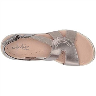 Sandalia Mujer Leisa Joy Peltre Metalizado Piel Textil Clarks