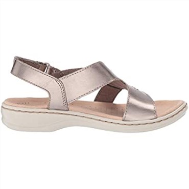 Sandalia Mujer Leisa Joy Peltre Metalizado Piel Textil Clarks