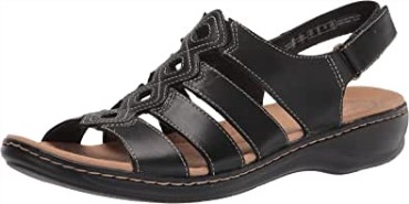 Sandalia Plana Mujer Leisa Ruby ​​negro Piel Clarks