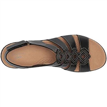 Sandalia Plana Mujer Leisa Ruby ​​negro Piel Clarks