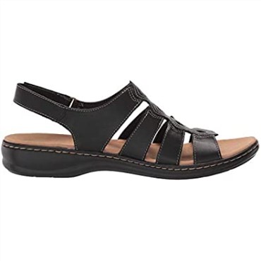 Sandalia Plana Mujer Leisa Ruby ​​negro Piel Clarks