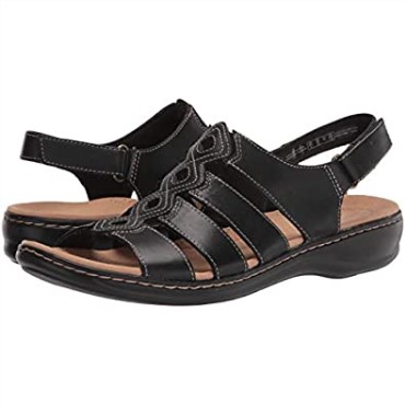 Sandalia Plana Mujer Leisa Ruby ​​negro Piel Clarks