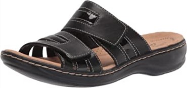 Sandalia Plana Mujer Leisa Zoe Clarks Negra Piel Sintetica Combi