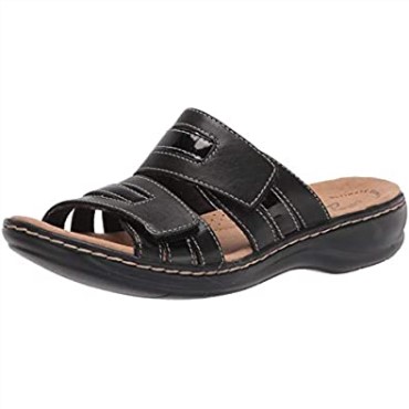 Sandalia Plana Mujer Leisa Zoe Clarks Negra Piel Sintetica Combi