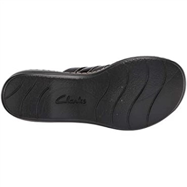 Sandalia Plana Mujer Leisa Zoe Clarks Negra Piel Sintetica Combi