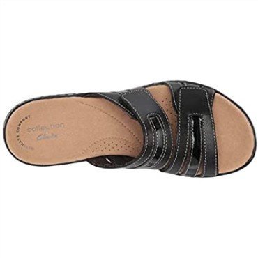 Sandalia Plana Mujer Leisa Zoe Clarks Negra Piel Sintetica Combi