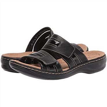Sandalia Plana Mujer Leisa Zoe Clarks Negra Piel Sintetica Combi
