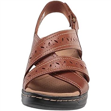 Sandalia Plana Mujer Lexi Perla Clarks Cuero Tostado Oscuro