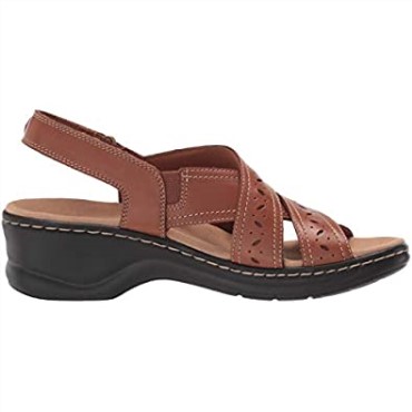 Sandalia Plana Mujer Lexi Perla Clarks Cuero Tostado Oscuro