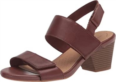Sandalia Mujer Tacón Lorene Bright Clarks Cuero Tostado