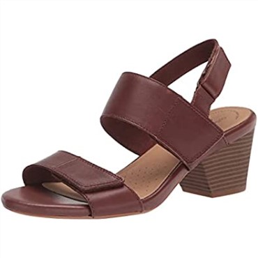 Sandalia Mujer Tacón Lorene Bright Clarks Cuero Tostado