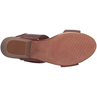 Sandalia Mujer Tacón Lorene Bright Clarks Cuero Tostado